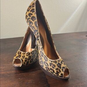 Luichiny Brown Stiletto Heels with Leopard Print Sz 8